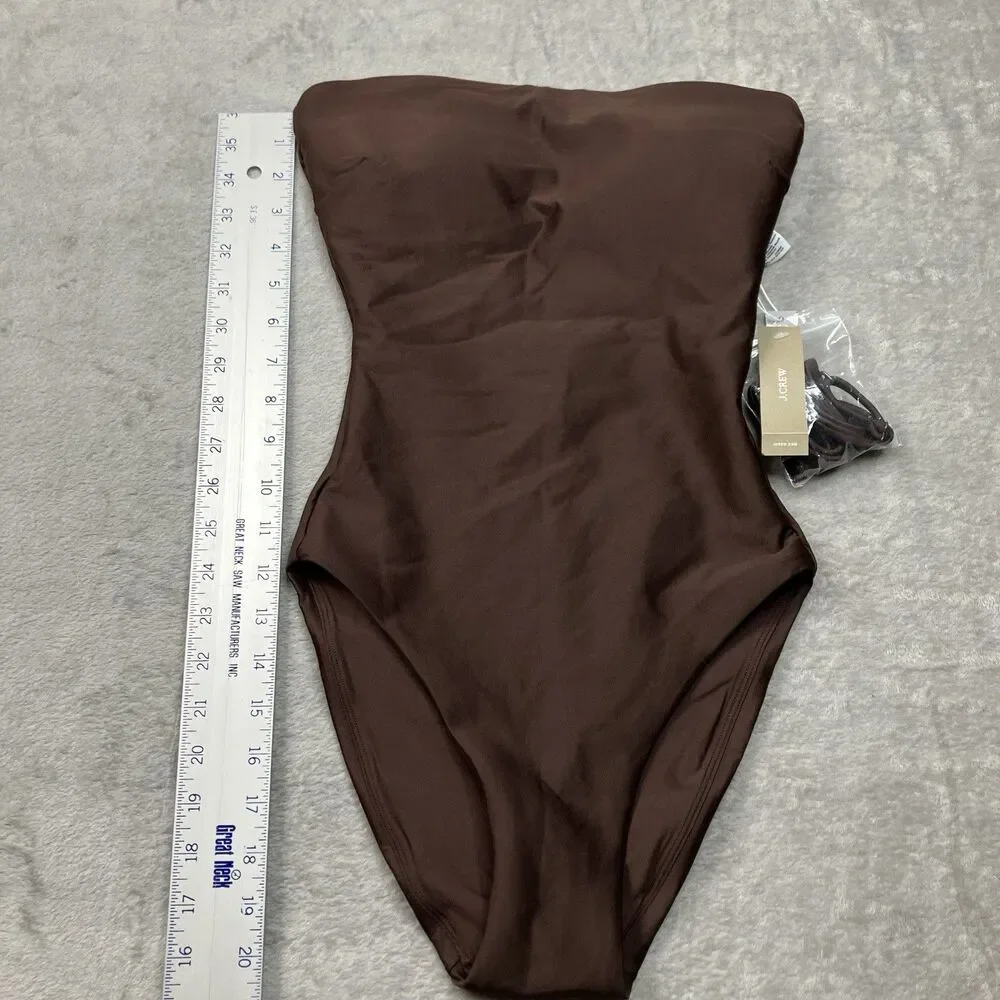 J.Crew Classic Sculpt Gemma One Piece Swimsuit 2 Brown Convertible Strapless